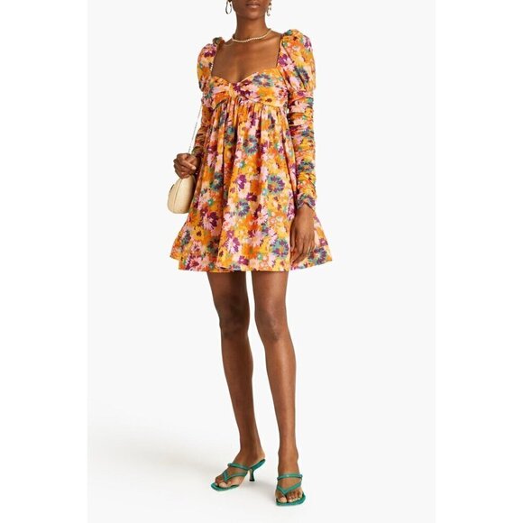 Zimmermann Ruched Floral Mini Dress NWT - Picture 2 of 10